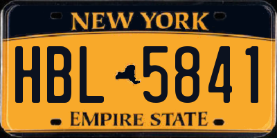 NY license plate HBL5841