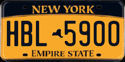 NY license plate HBL5900