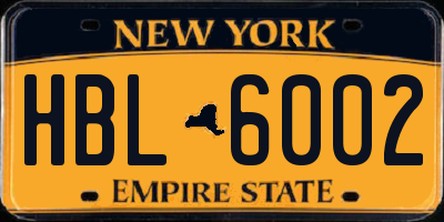NY license plate HBL6002