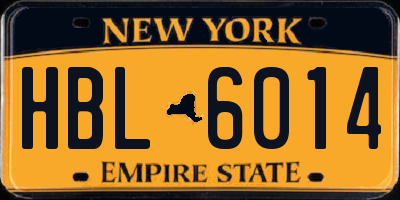 NY license plate HBL6014