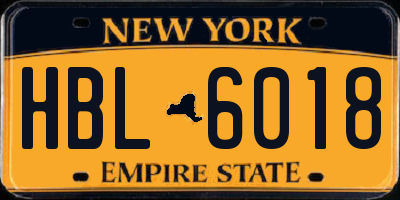 NY license plate HBL6018