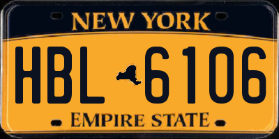 NY license plate HBL6106
