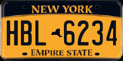 NY license plate HBL6234