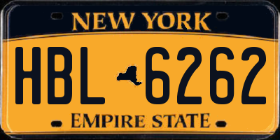 NY license plate HBL6262