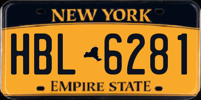 NY license plate HBL6281