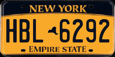 NY license plate HBL6292