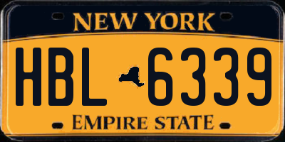 NY license plate HBL6339