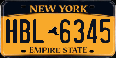 NY license plate HBL6345