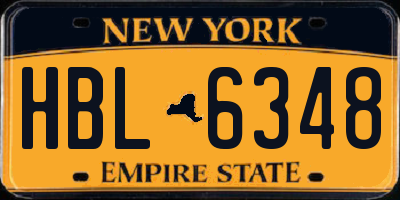 NY license plate HBL6348