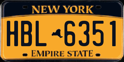 NY license plate HBL6351