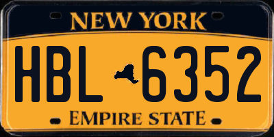 NY license plate HBL6352