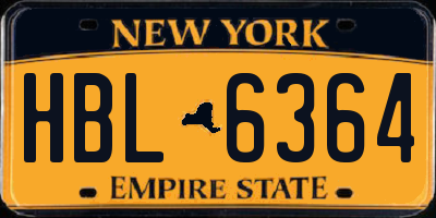 NY license plate HBL6364