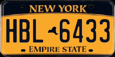 NY license plate HBL6433