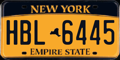 NY license plate HBL6445