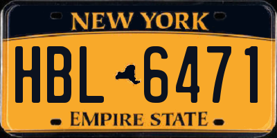 NY license plate HBL6471