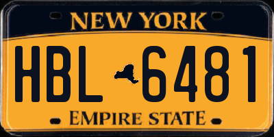 NY license plate HBL6481