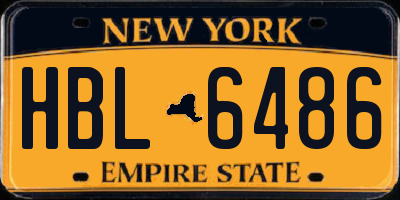NY license plate HBL6486