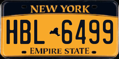 NY license plate HBL6499