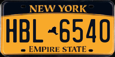 NY license plate HBL6540