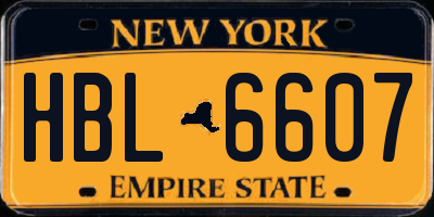 NY license plate HBL6607