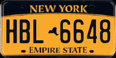 NY license plate HBL6648