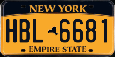 NY license plate HBL6681