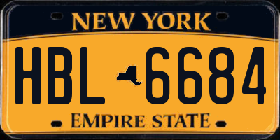 NY license plate HBL6684