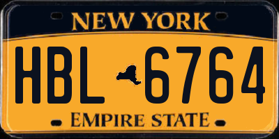 NY license plate HBL6764
