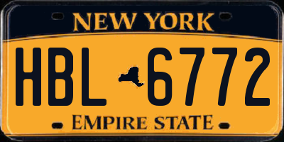NY license plate HBL6772