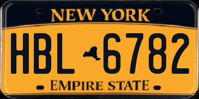 NY license plate HBL6782