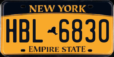 NY license plate HBL6830