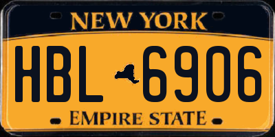NY license plate HBL6906