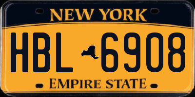 NY license plate HBL6908