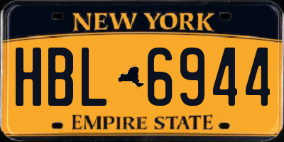 NY license plate HBL6944