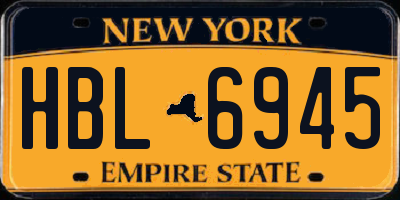 NY license plate HBL6945