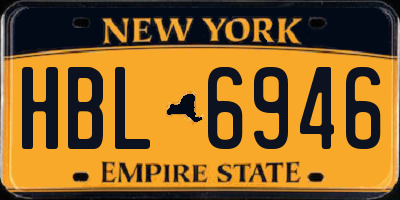 NY license plate HBL6946