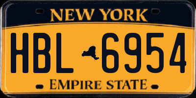 NY license plate HBL6954