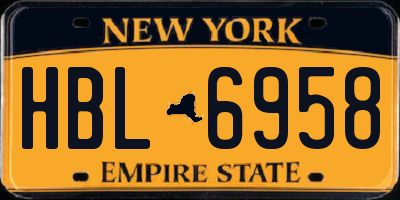 NY license plate HBL6958