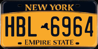 NY license plate HBL6964