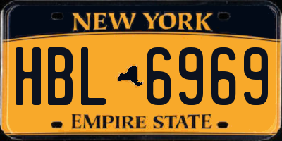 NY license plate HBL6969