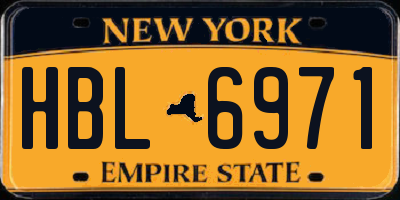 NY license plate HBL6971