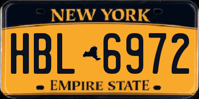 NY license plate HBL6972