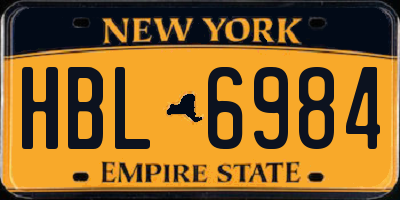NY license plate HBL6984