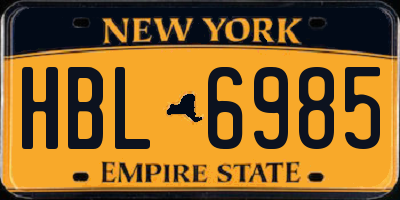 NY license plate HBL6985