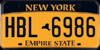 NY license plate HBL6986
