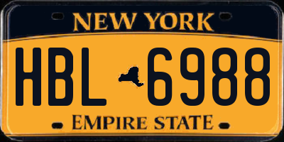 NY license plate HBL6988