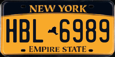 NY license plate HBL6989