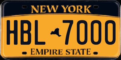 NY license plate HBL7000
