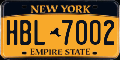 NY license plate HBL7002