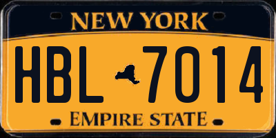 NY license plate HBL7014
